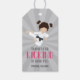 Pink Karate Girl Birthday Geschenkanhänger