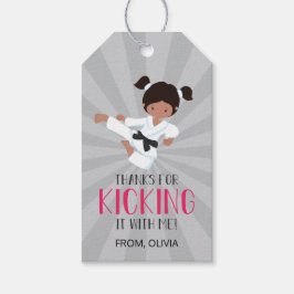 Pink Karate Girl Birthday Geschenkanhänger