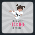 Pink Karate Girl Birthday Quadratischer Aufkleber<br><div class="desc">Mädchen Karate Geburtstagsparty Gefallen Tags in Rosa.</div>