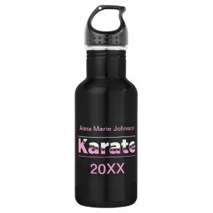 Pink Karate Martial Arts Moderne Typografie Edelstahlflasche