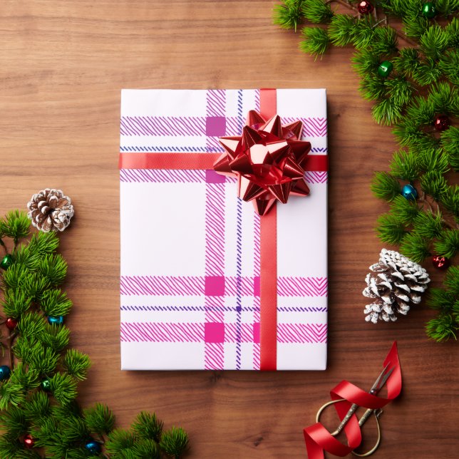 Pink Kariert Simple Modern Christmas Wrapping Pape Geschenkpapier (Feiertagsgeschenk)