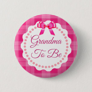 Pink Kariert und Bow Oma als Button