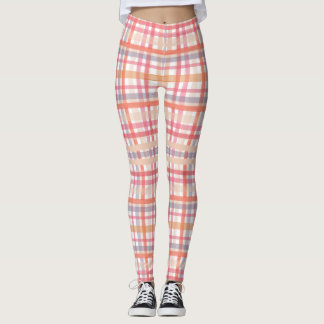 Pink Karierte Leggings - Stilvolles Damentrainings