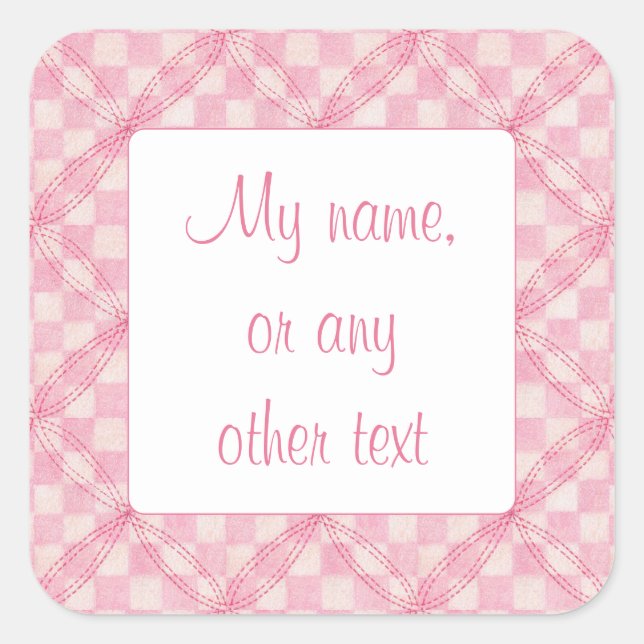 PINK KARO QUILT 3" Quadrat Matte Stickers (Vorderseite)