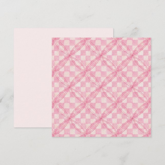 PINK KARO QUILT 5,25" Square Flat Card II Karte (Vorne/Hinten)