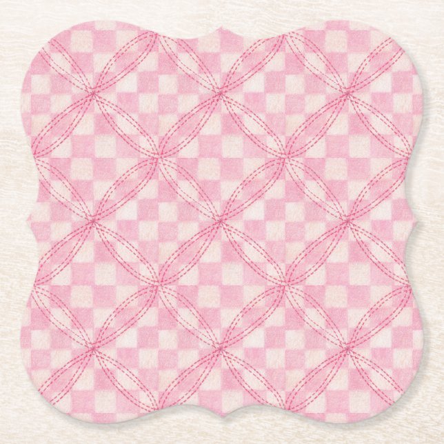 PINK KARO QUILT Bracket Paper Untersetzer (Vorderseite)