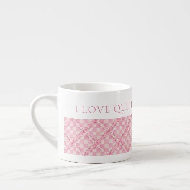 PINK KARO QUILT Espresso Cup + Text Espressotasse (Links)