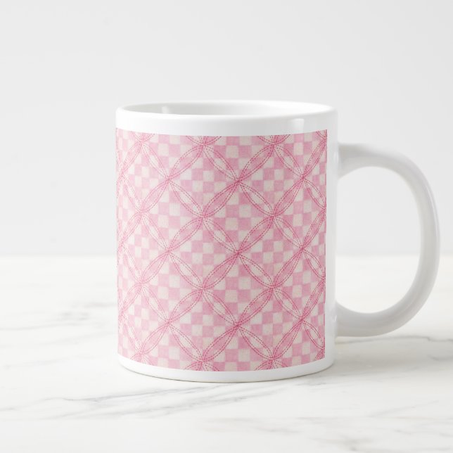 PINK KARO QUILT Große weiße Tasse (Rechts)