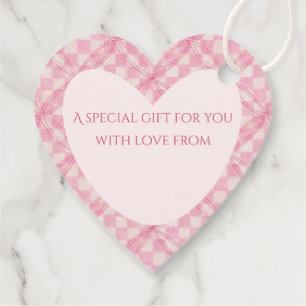 PINK KARO QUILT Herzgeschenke Tags / Pinsel Geschenkanhänger