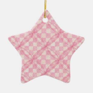 PINK KARO QUILT Keramik Startort Ornament