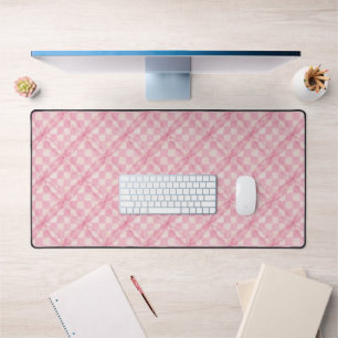 PINK KARO QUILT Schreibtisch matt - Kleine Größe Schreibtischunterlage