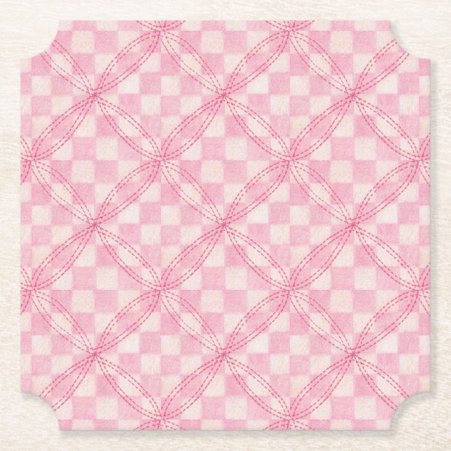 PINK KARO QUILT Ticket Paper Untersetzer (Vorderseite)