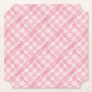PINK KARO QUILT Ticket Papier Untersetzer
