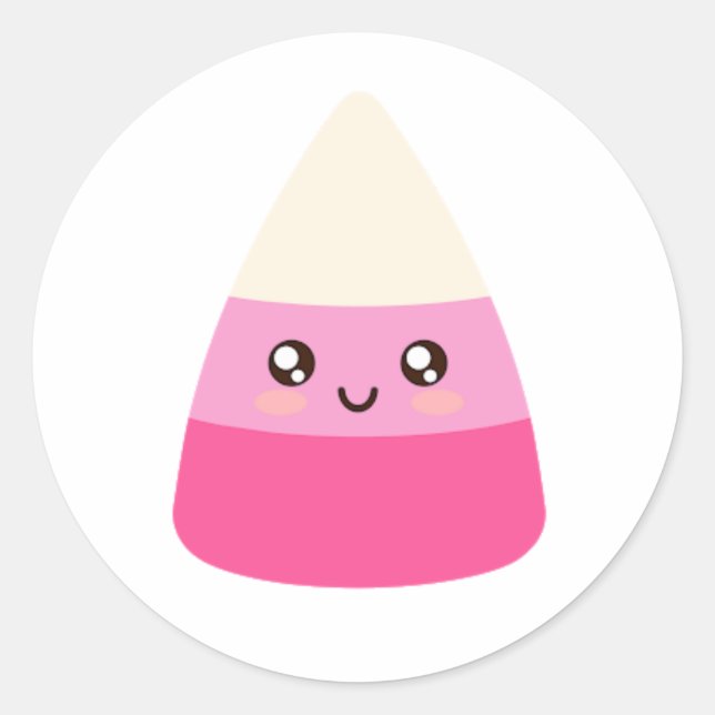 Pink Kawaii Candy Corn Runder Aufkleber (Vorderseite)
