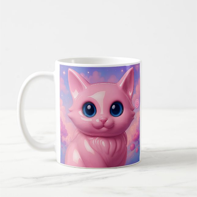 Pink Kawaii Cat  Kaffeetasse (Links)