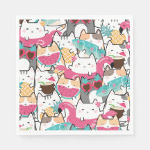 Pink Kawaii Cats Pool Party Geburtstag