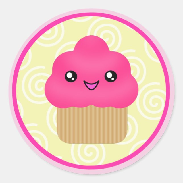 Pink Kawaii Cupcake Stickers (Vorderseite)