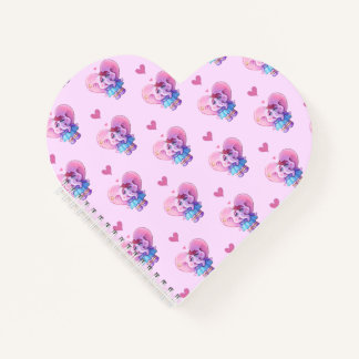 Pink Kawaii Elephant girl in Liebe Notizbuch