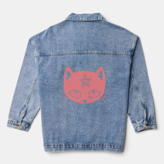 Pink Kawaii Pagan Cat Jeansjacke