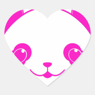 Pink Kawaii Panda Bear Herz-Aufkleber