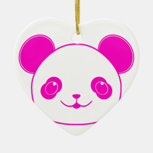 Pink Kawaii Panda Bear Keramik Ornament