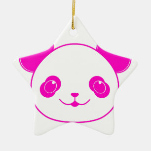 Pink Kawaii Panda Bear Keramik Ornament