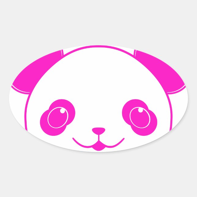Pink Kawaii Panda Bear Ovaler Aufkleber (Vorderseite)