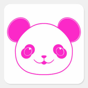 Pink Kawaii Panda Bear Quadratischer Aufkleber