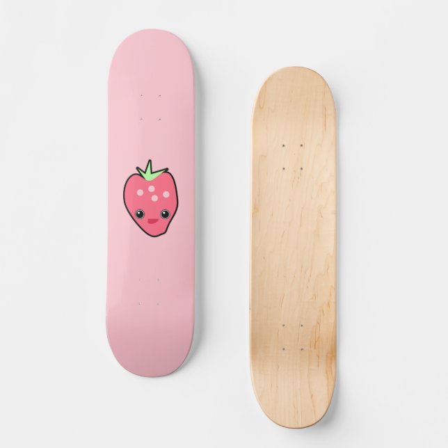 Pink Kawaii Strawberry Skateboard (Vorderseite)