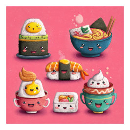 Pink Kawaii Sushi Feast Fotodruck