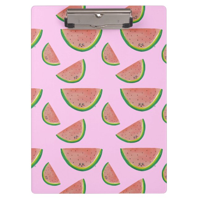 Pink Kawaii Watermelon Klemmbrett (Vorderseite)