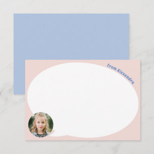 Pink Kid Photo and Speech Buble Carte de remerciem