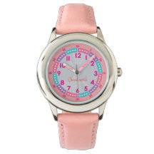 Pink Kids Lernen mit Name & Time Guide