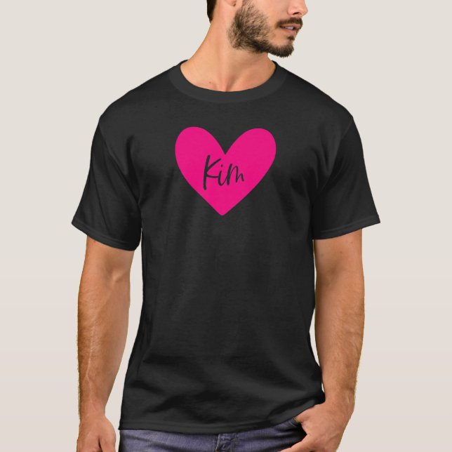 Pink Kim Name Herz Liebe Girl Kimberly Perso T-Shirt (Vorderseite)