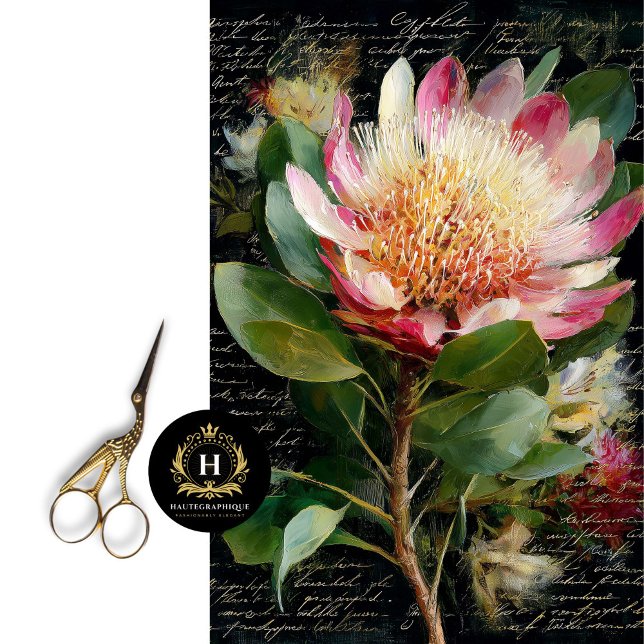 Pink King Protea Blumen Decoupage Seidenpapier (Add a Botanical Surprise Inside Cabinet Doors)