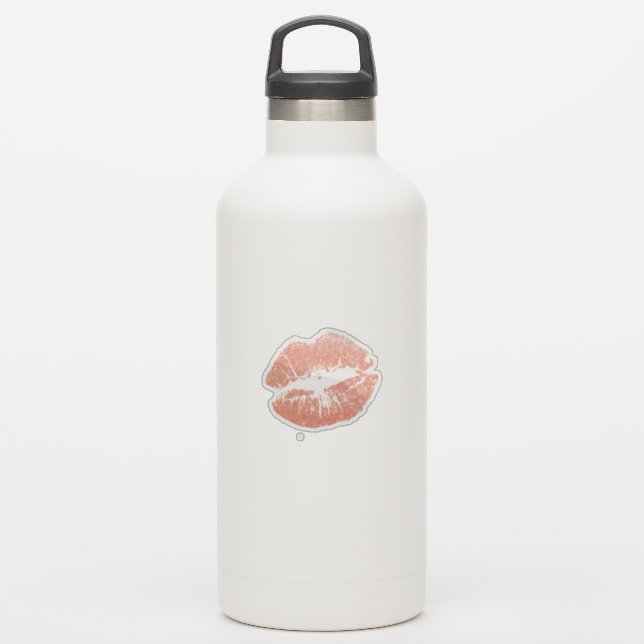 Pink Kiss Custom-Cut Vinyl Sticker (Wassserflasche)