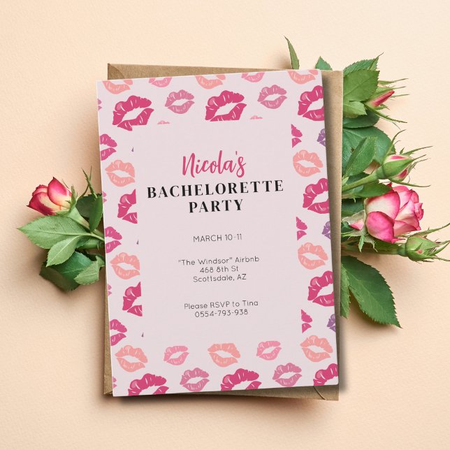 Pink Kiss Lips Bachelorette Party Invitation (Créateur téléchargé)