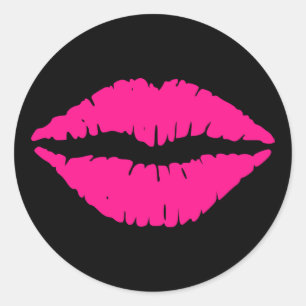 Pink Kiss Runder Aufkleber