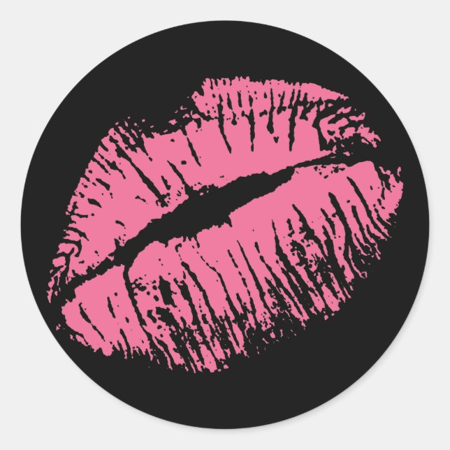 Pink Kiss Runder Aufkleber (Vorderseite)