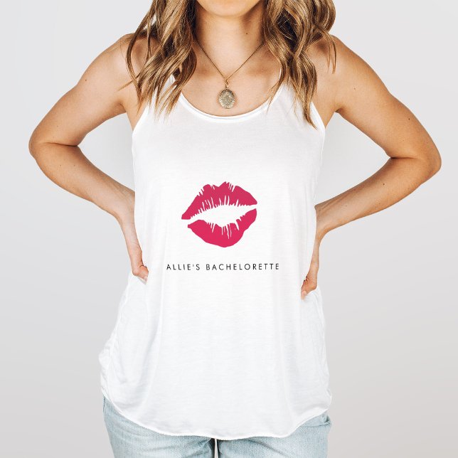 Pink Kisses Lip Print Junggeselinnen-Abschied Tank Top (Von Creator hochgeladen)