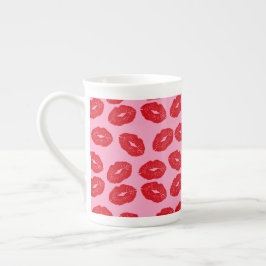 Pink Kisses Love Printed Coffee Mug Cup Prozellantasse
