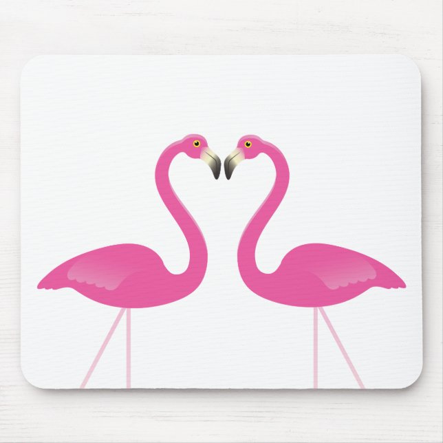 Pink Kissing Flamingos Mousepad (Vorne)