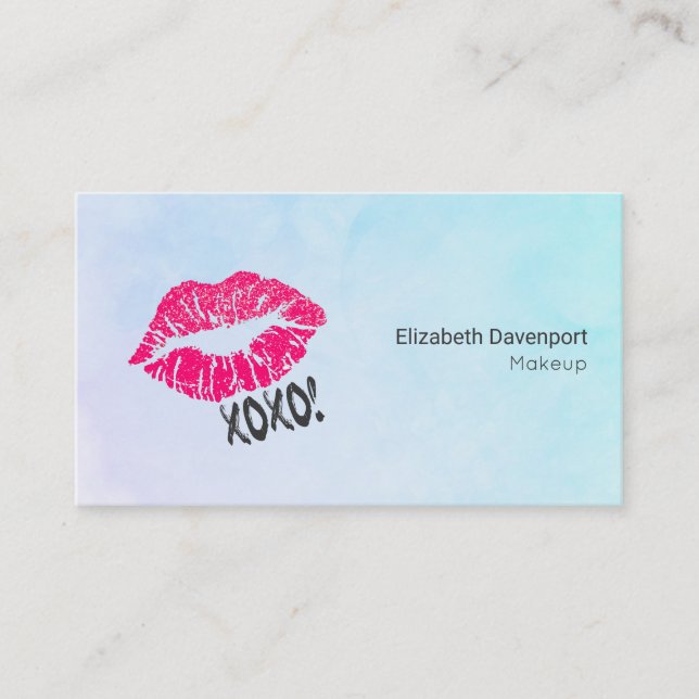 Pink Kissy Lips xoxo! Türkisfarben Beruflich Visitenkarte (Vorderseite)