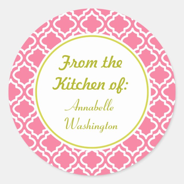 Pink Kitchen Backgeschenke Sticker (Vorderseite)