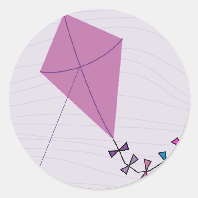 Pink Kite Runder Aufkleber (Vorderseite)