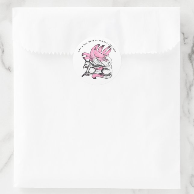 Pink Kitsune Japanese Fox Runder Aufkleber (Tasche)