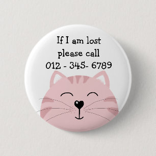 Pink Kitten Lächeln, Kontakt für Kinder Button