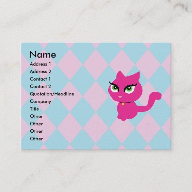 Pink Kitty Cat Business Cards Visitenkarte (Vorderseite)