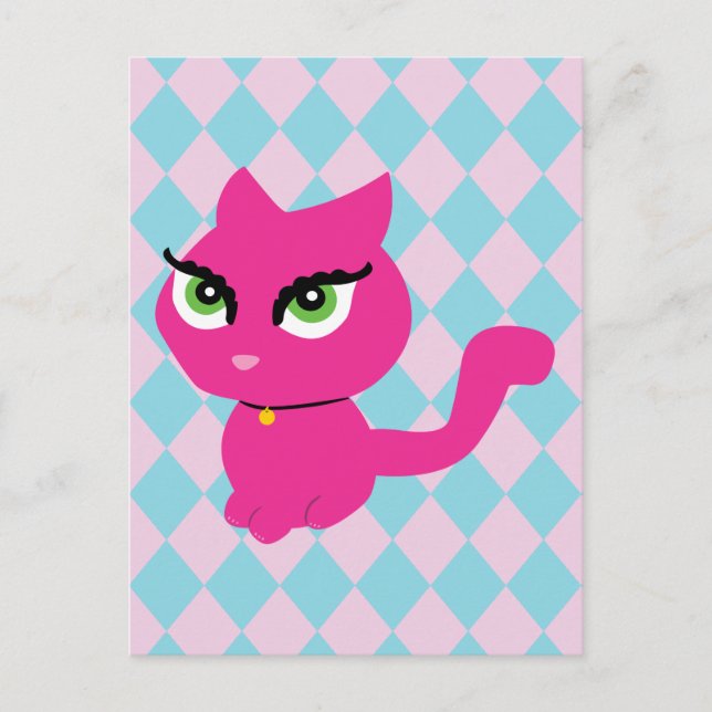 Pink Kitty Cat Postkarte (Vorderseite)
