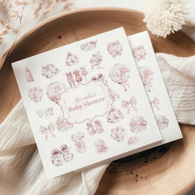 Pink Kleidung Toile De Jouy Baby Dusche Serviette (Von Creator hochgeladen)